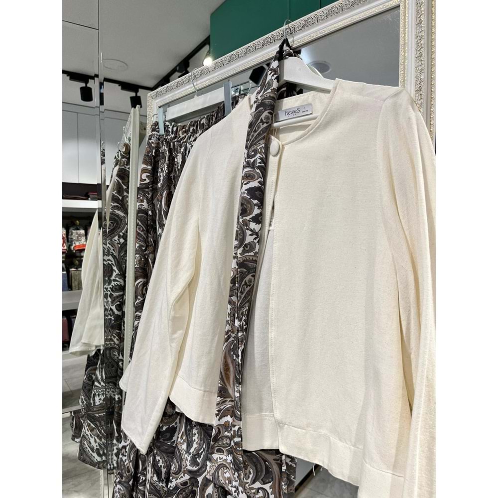 HEWES KETEN ETEKLİ TAKIM - KAHVERENGİ - 1