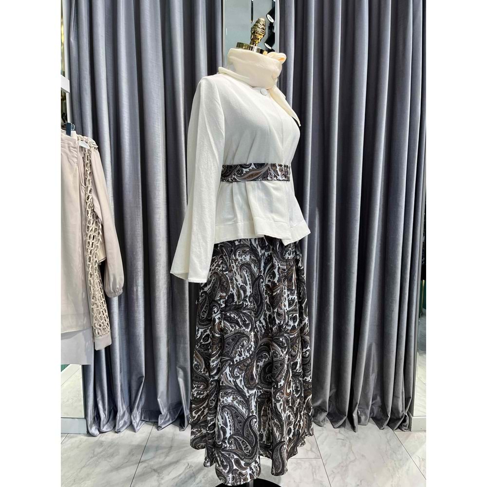 HEWES KETEN ETEKLİ TAKIM - KAHVERENGİ - 1