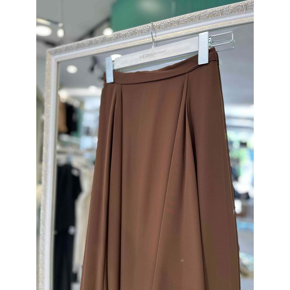 ADN ŞİFON ETEK - KAHVERENGİ - 1