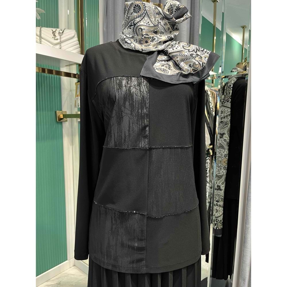 CLEMENCE ETEKLİ TAKIM - SİYAH - 48