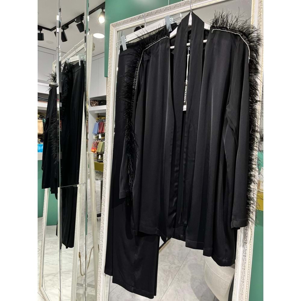 LİSA TÜYLÜ PANTOLON TAKIM - SİYAH - 1