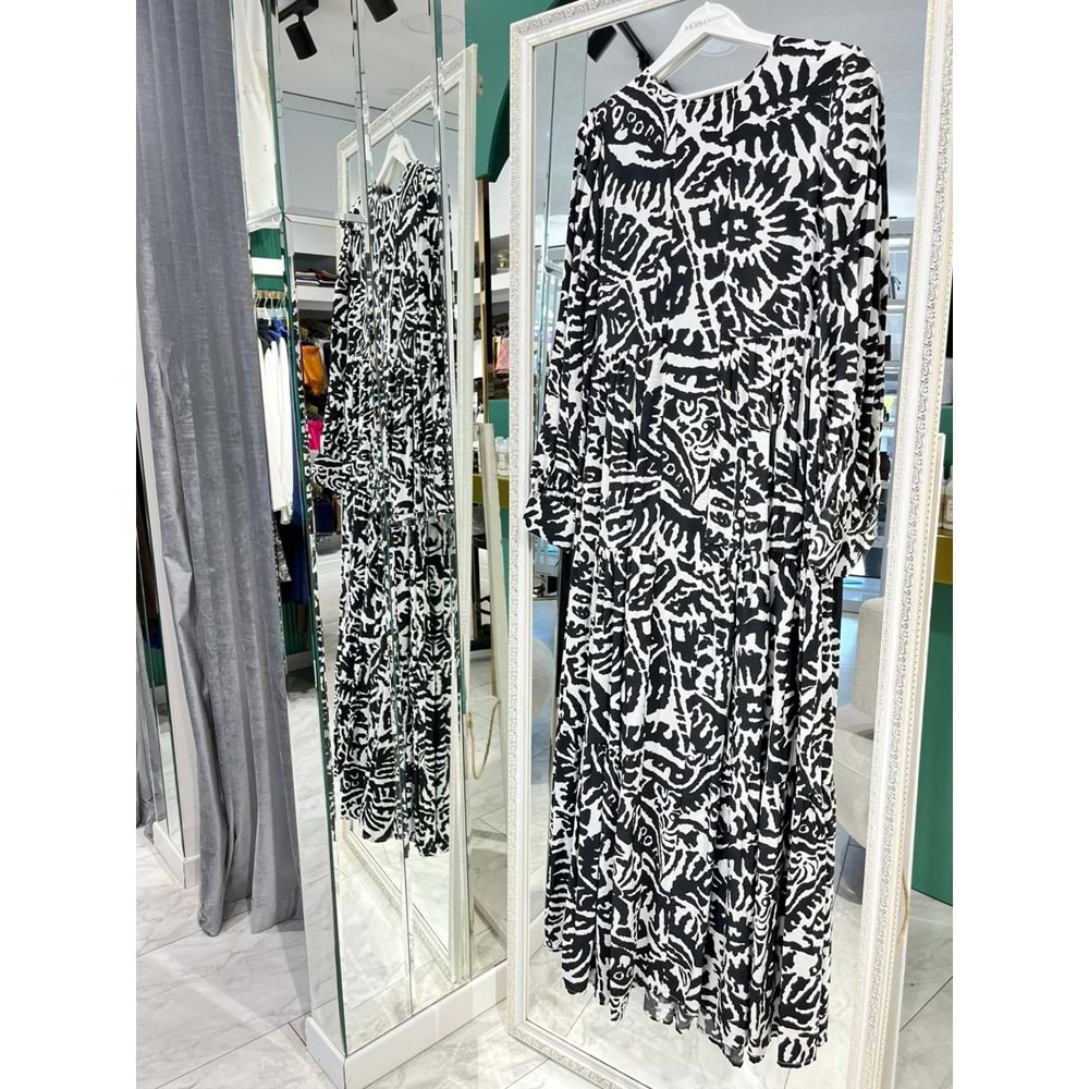 ZÜHRE MUSE ELBİSE - SİYAH-BEYAZ - 42