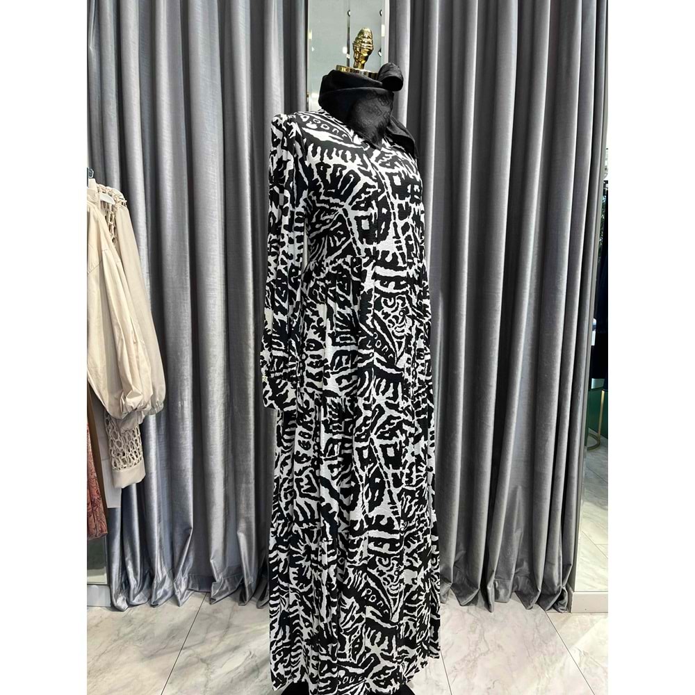 ZÜHRE MUSE ELBİSE - SİYAH-BEYAZ - 44