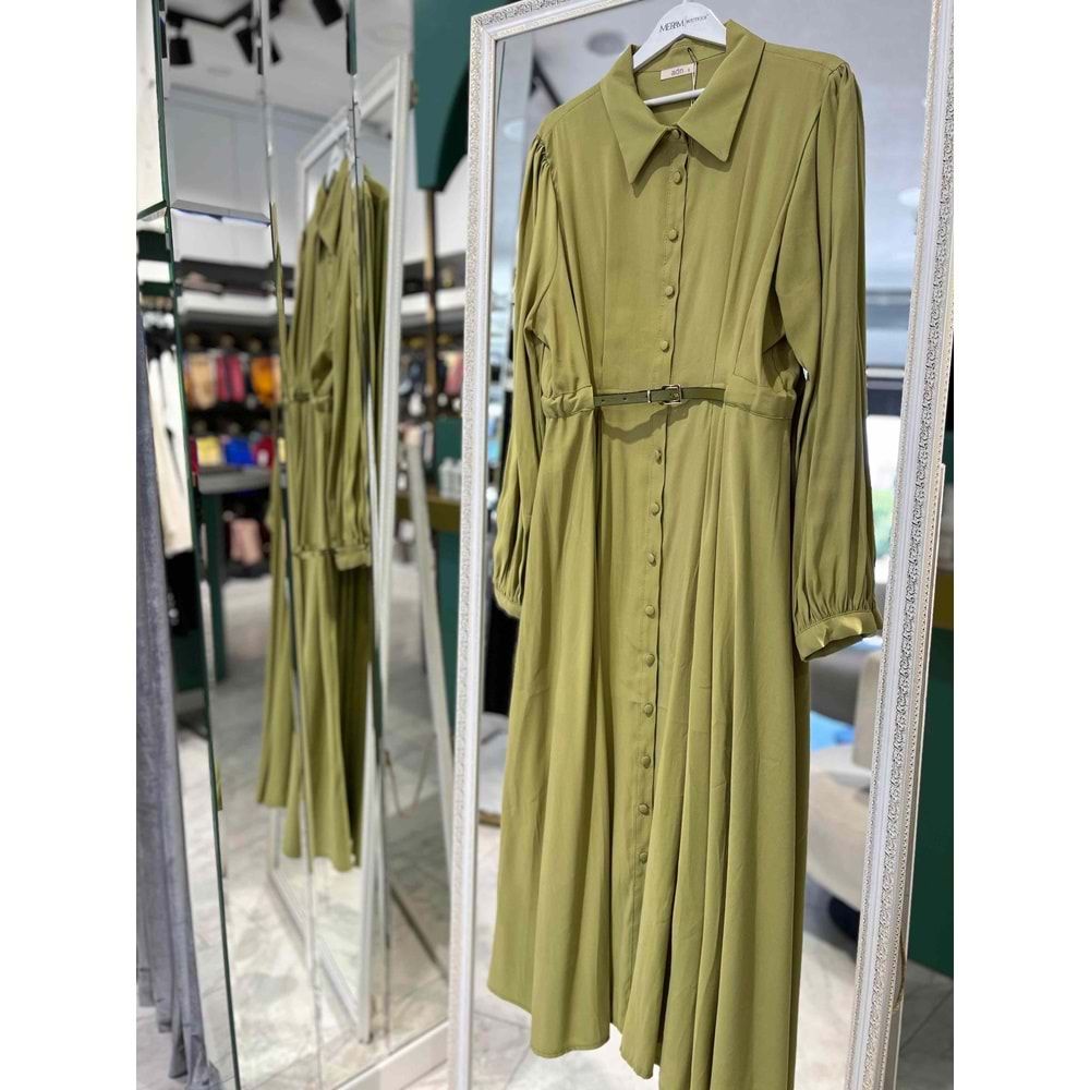 ADN LİYOSEL ELBİSE - YAĞ YEŞİLİ - 2