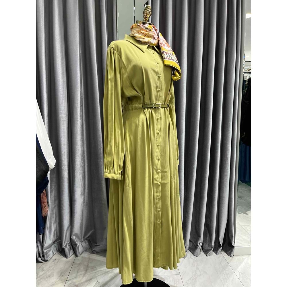 ADN LİYOSEL ELBİSE - YAĞ YEŞİLİ - 2