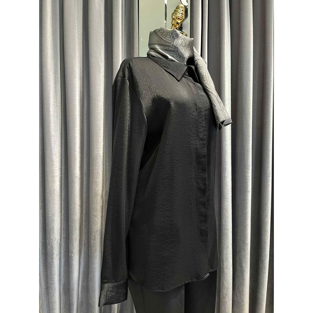 VUU SİMLİ GÖMLEK - SİYAH - 42