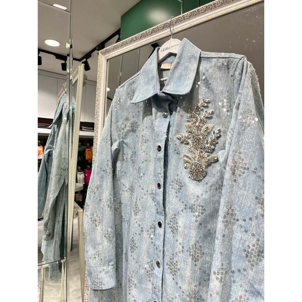 SELİNADA PAYET DETAYLI KOT CEKET