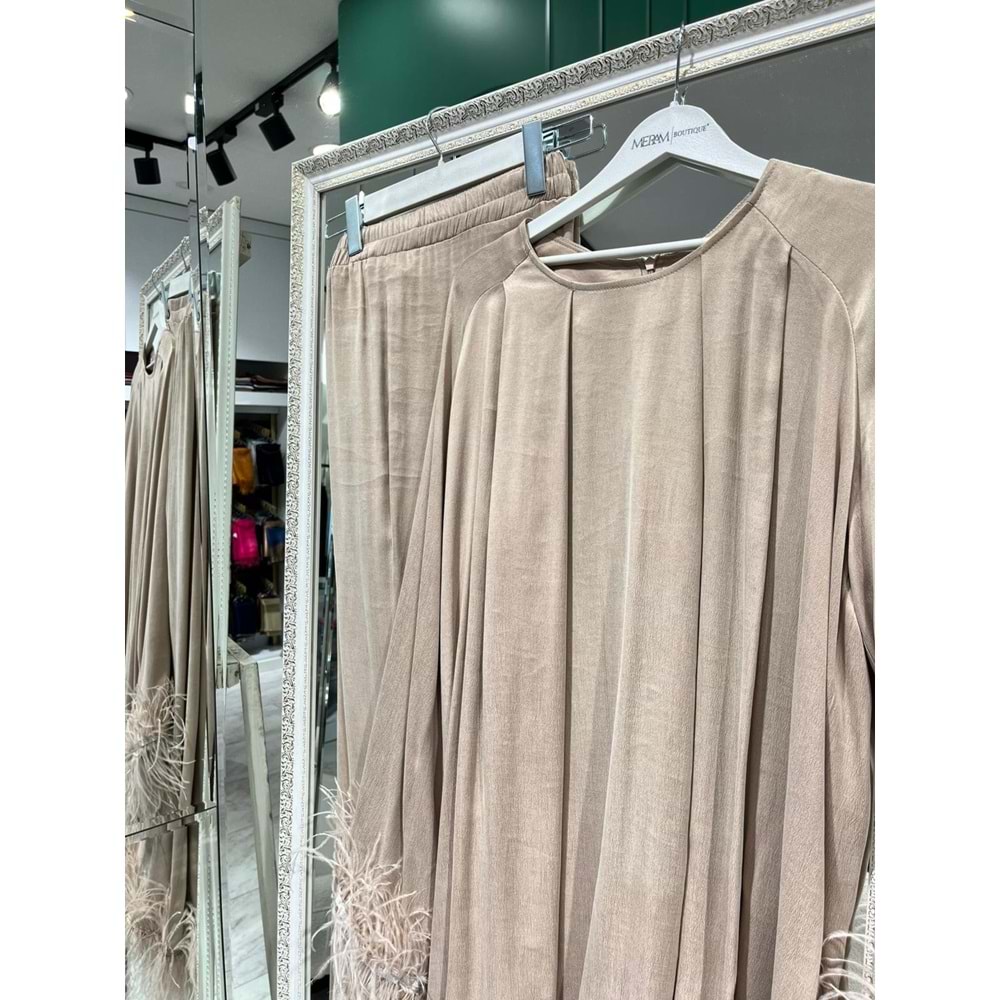 LİSA İPEK CUPRA TÜYLÜ İKİLİ TAKIM - BEJ - 1