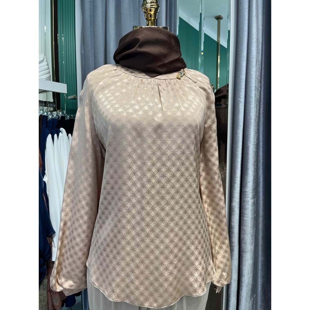 ZÜHRE GLAZE BLUZ - BEJ - 40