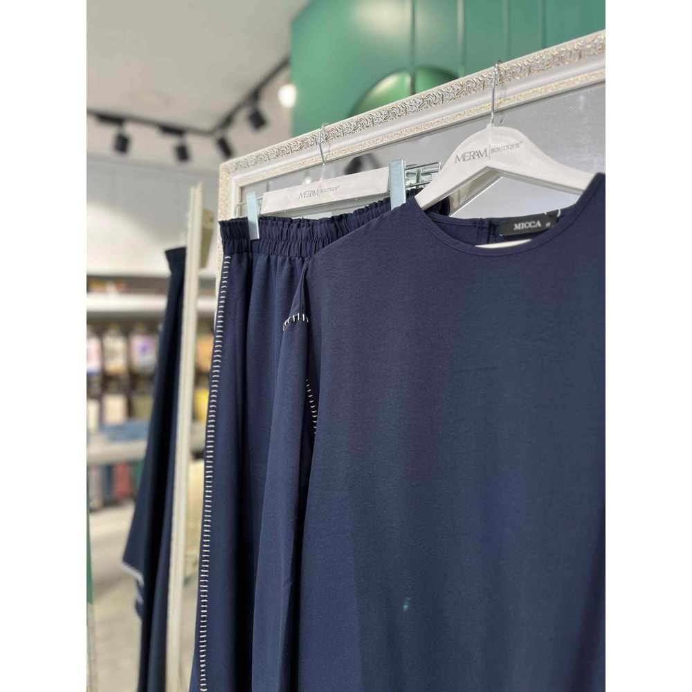 MICCA ETEKLİ TAKIM KENAR NAKIŞ DETAYLI 251883M - LACİVERT - 48