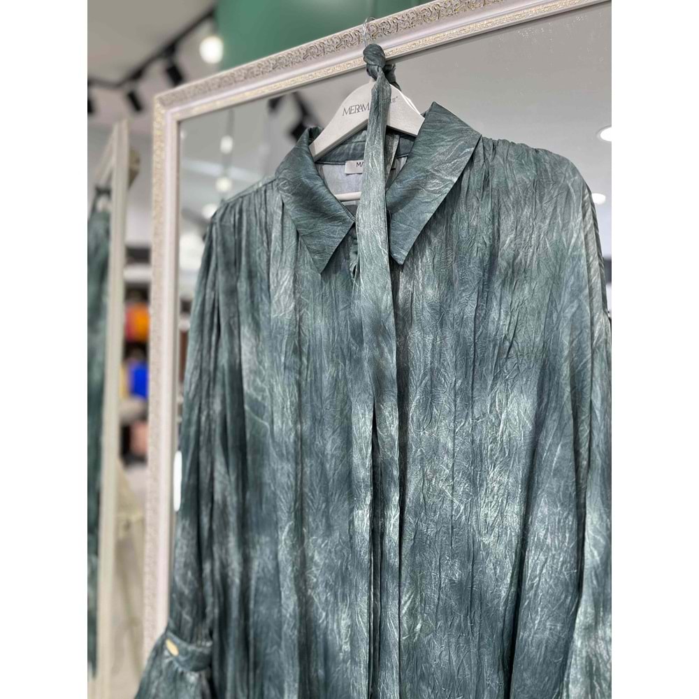 MARCHA GÖMLEK KENDİNDEN DESENLİ 10800 - MİNT YEŞİLİ - 2