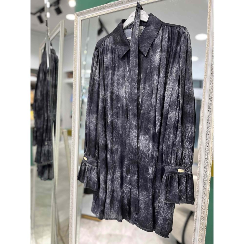 MARCHA GÖMLEK KENDİNDEN DESENLİ 10800 - SİYAH - 2