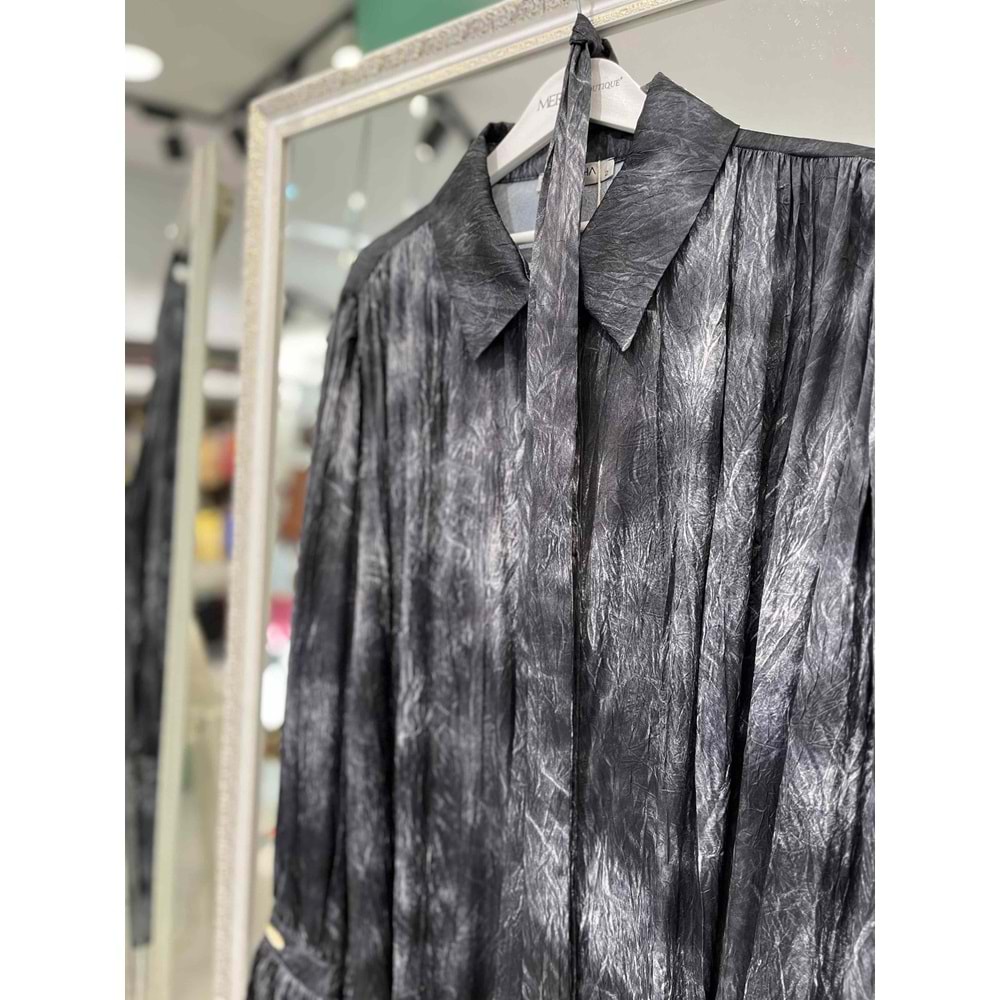 MARCHA GÖMLEK KENDİNDEN DESENLİ 10800 - SİYAH - 2