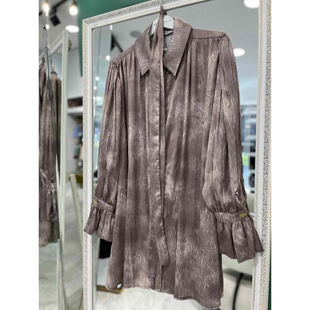 MARCHA GÖMLEK KENDİNDEN DESENLİ 10800 - VİZON - 2