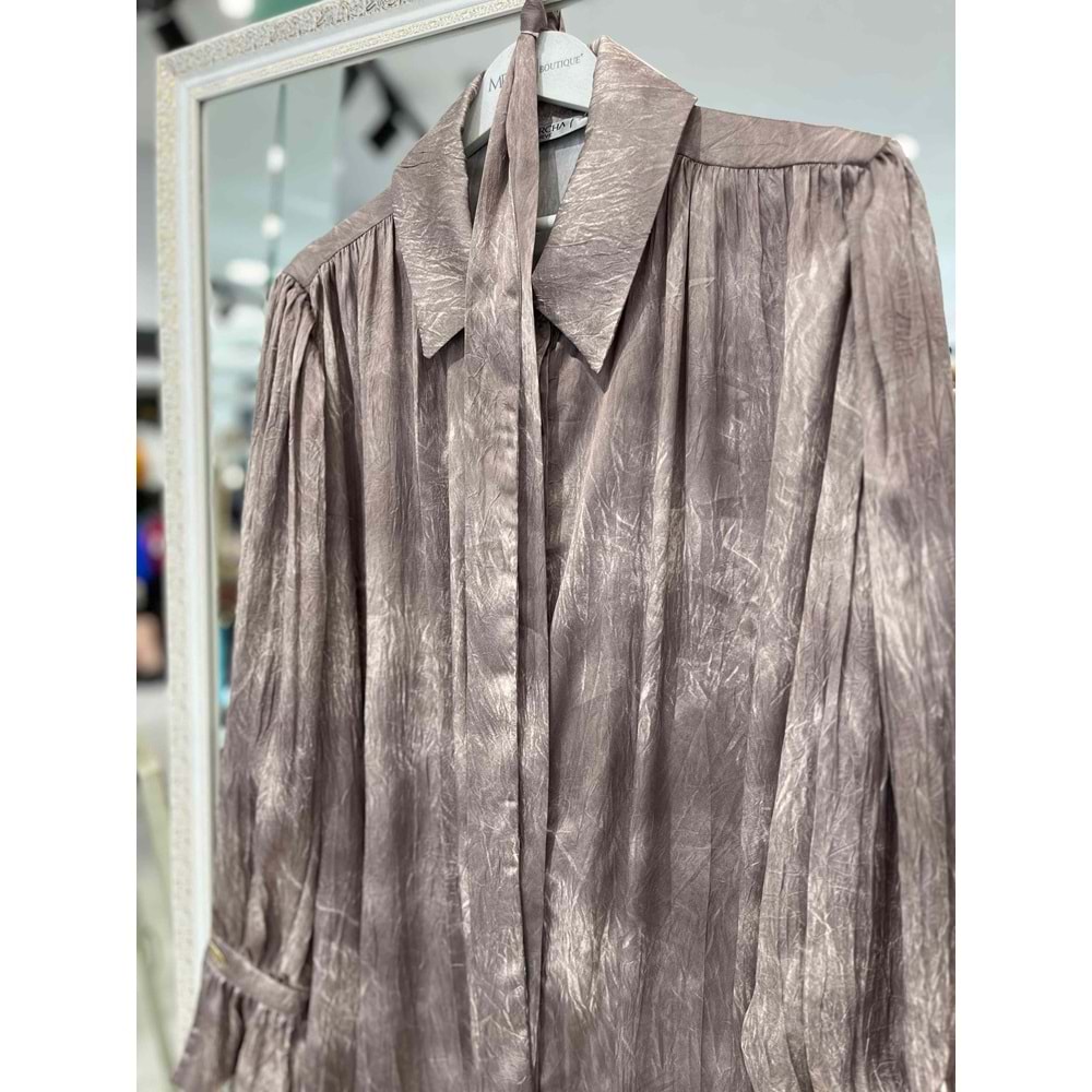 MARCHA GÖMLEK KENDİNDEN DESENLİ 10800 - VİZON - 2