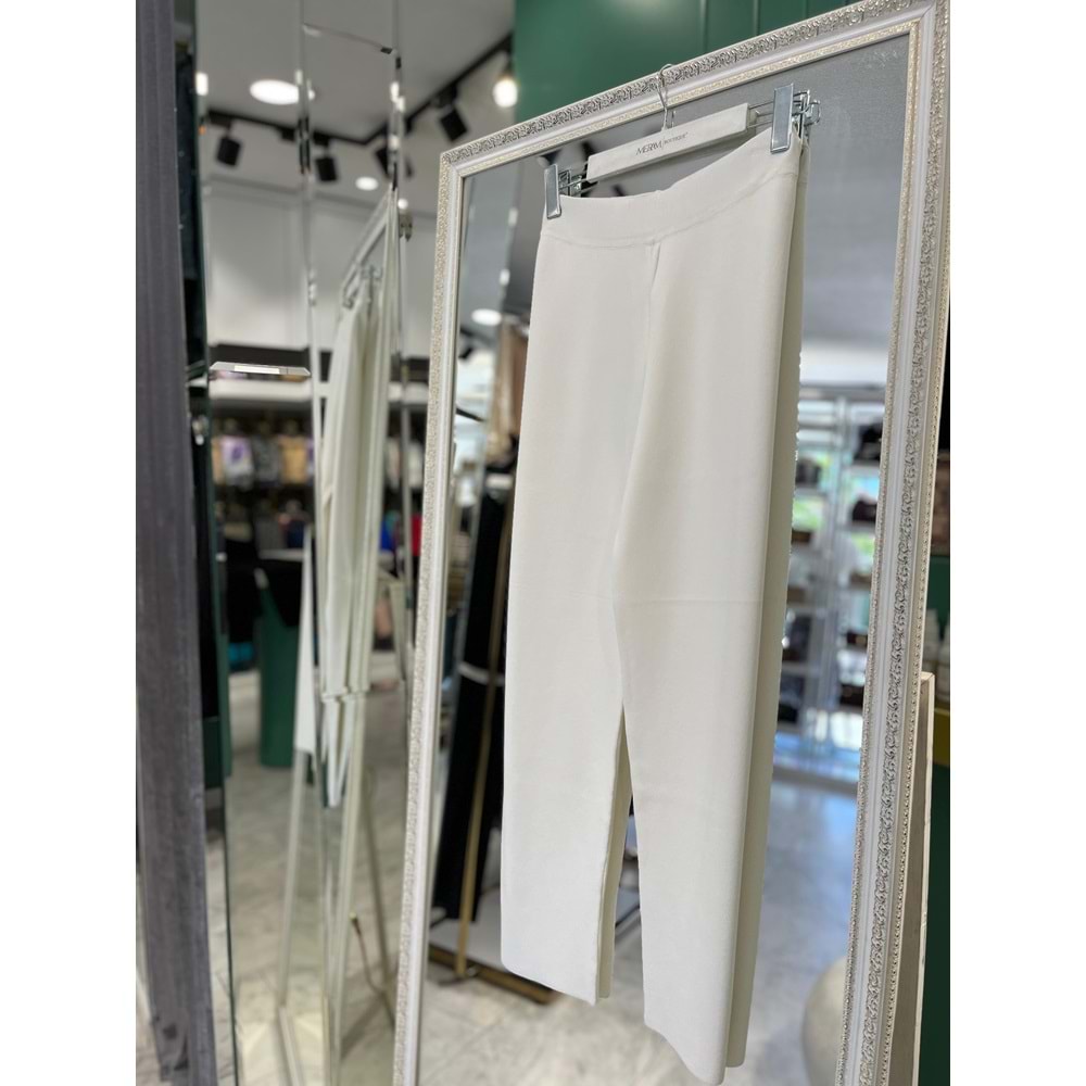 MISSEMRAMISS ÇELİK ÖRGÜ TRİKO PANTOLON - BEYAZ - 3