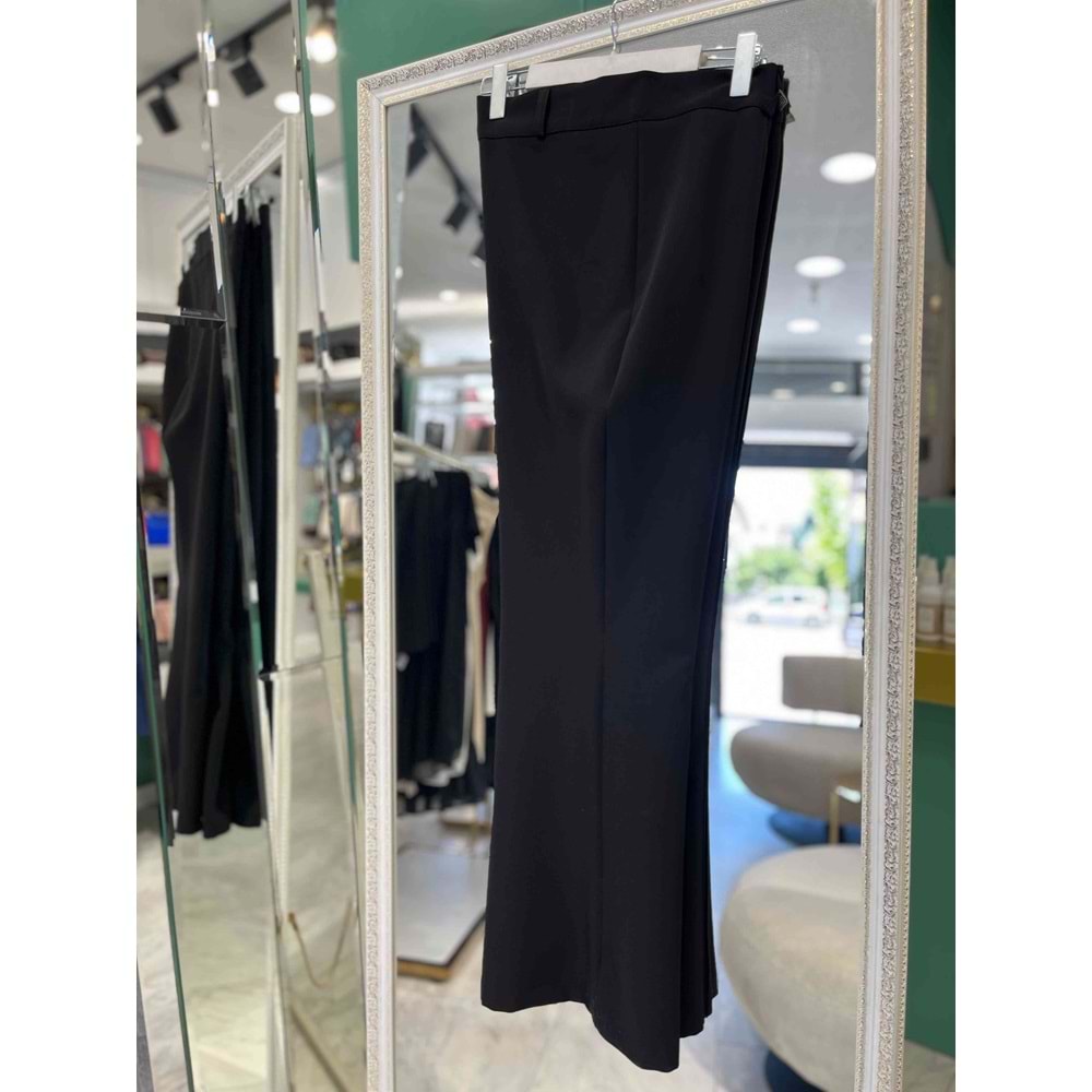NURGÜN NERVÜRLÜ PANTOLON BOL PAÇA - SİYAH - 40