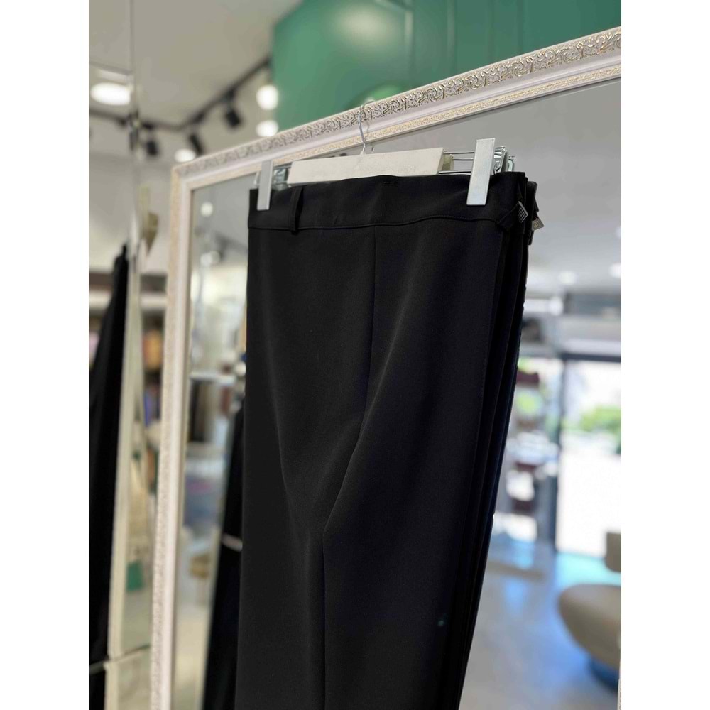NURGÜN NERVÜRLÜ PANTOLON BOL PAÇA - SİYAH - 40