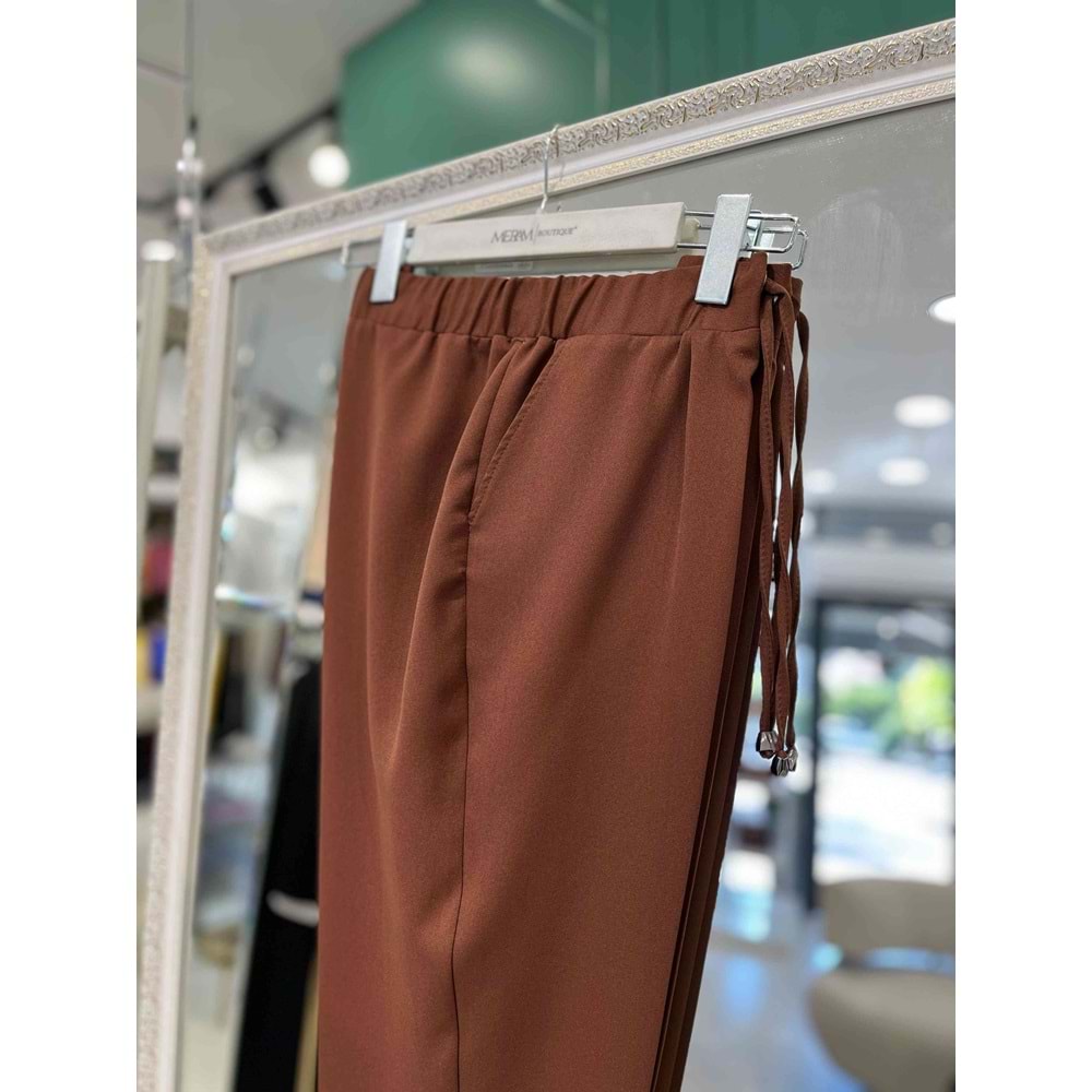 HÜMA KUMAŞ PANTOLON PAÇASI KATLI - KAHVERENGİ - 44