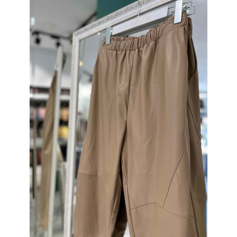 NUSS DERİ PANTOLON - VİZON - 44