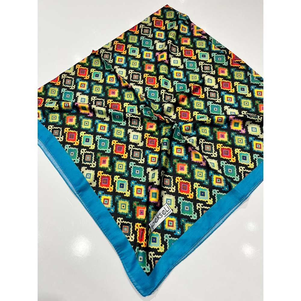 İPEKSELİ PAMUKLU EŞARP KİLİM DESEN - 4