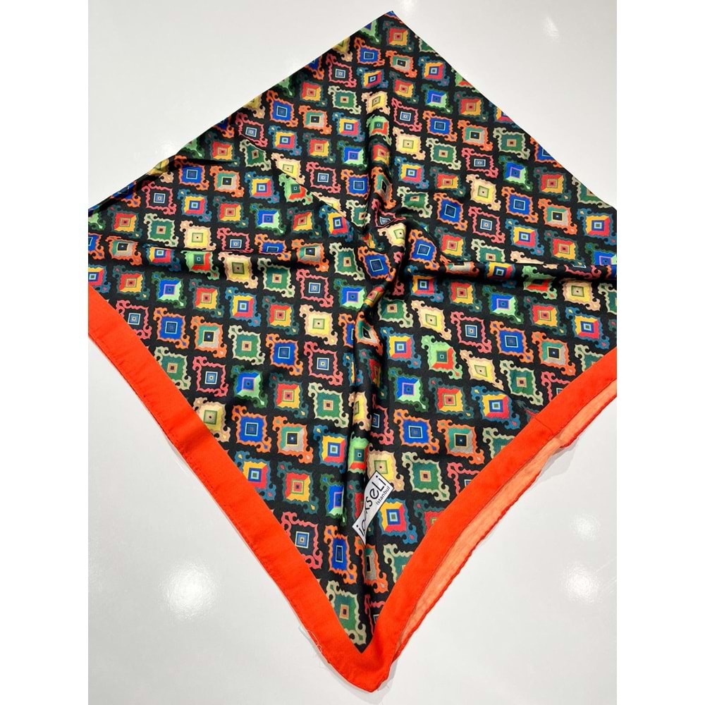 İPEKSELİ PAMUKLU EŞARP KİLİM DESEN - 5