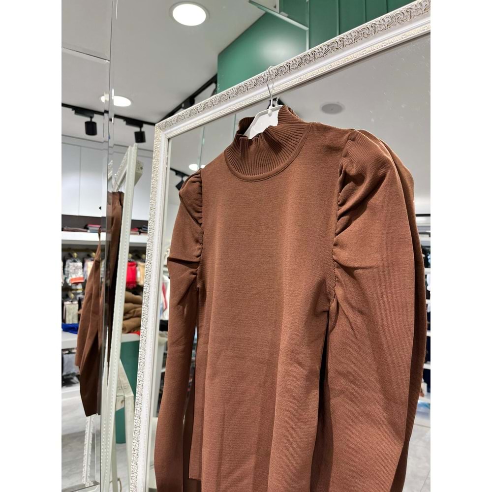 JOY IN JOY PRENSES KOL TRİKO BODY - KAHVERENGİ - STANDART