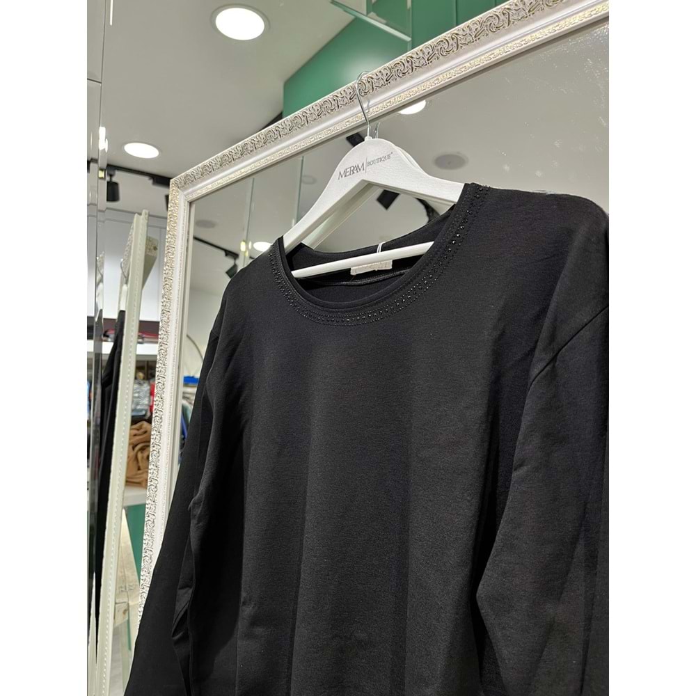 REYYAN ANNE PENYESİ YAKASI TAŞLI - SİYAH - 3XL