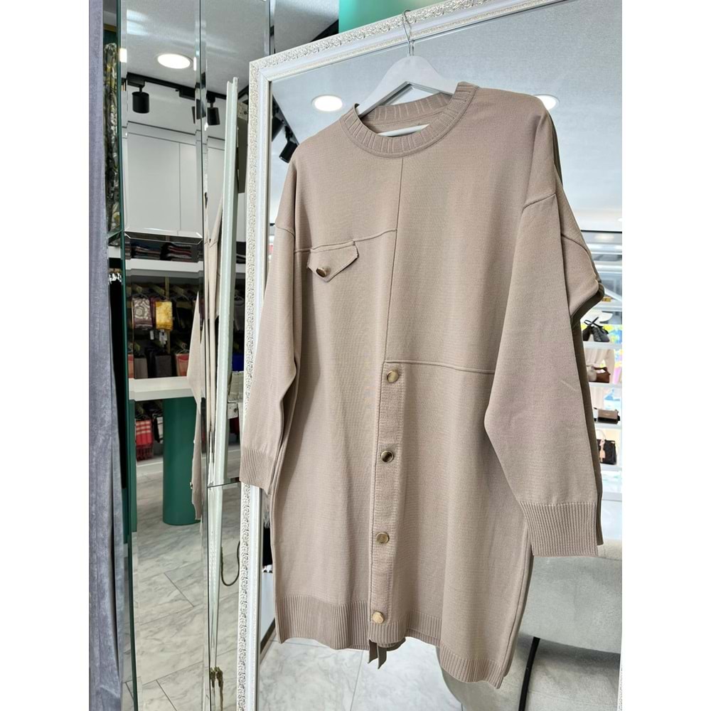 ADN MERSERİZE TUNİK DÜĞME DETAYLI - AÇIK VİZON - 1