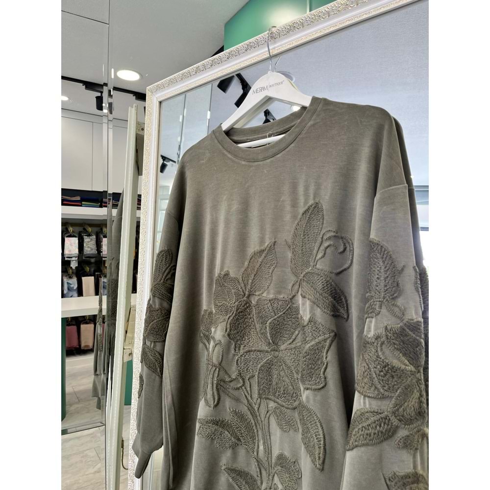 ADN İŞLEMELİ SWEAT ÖRME CUPRA - HAKİ - 3