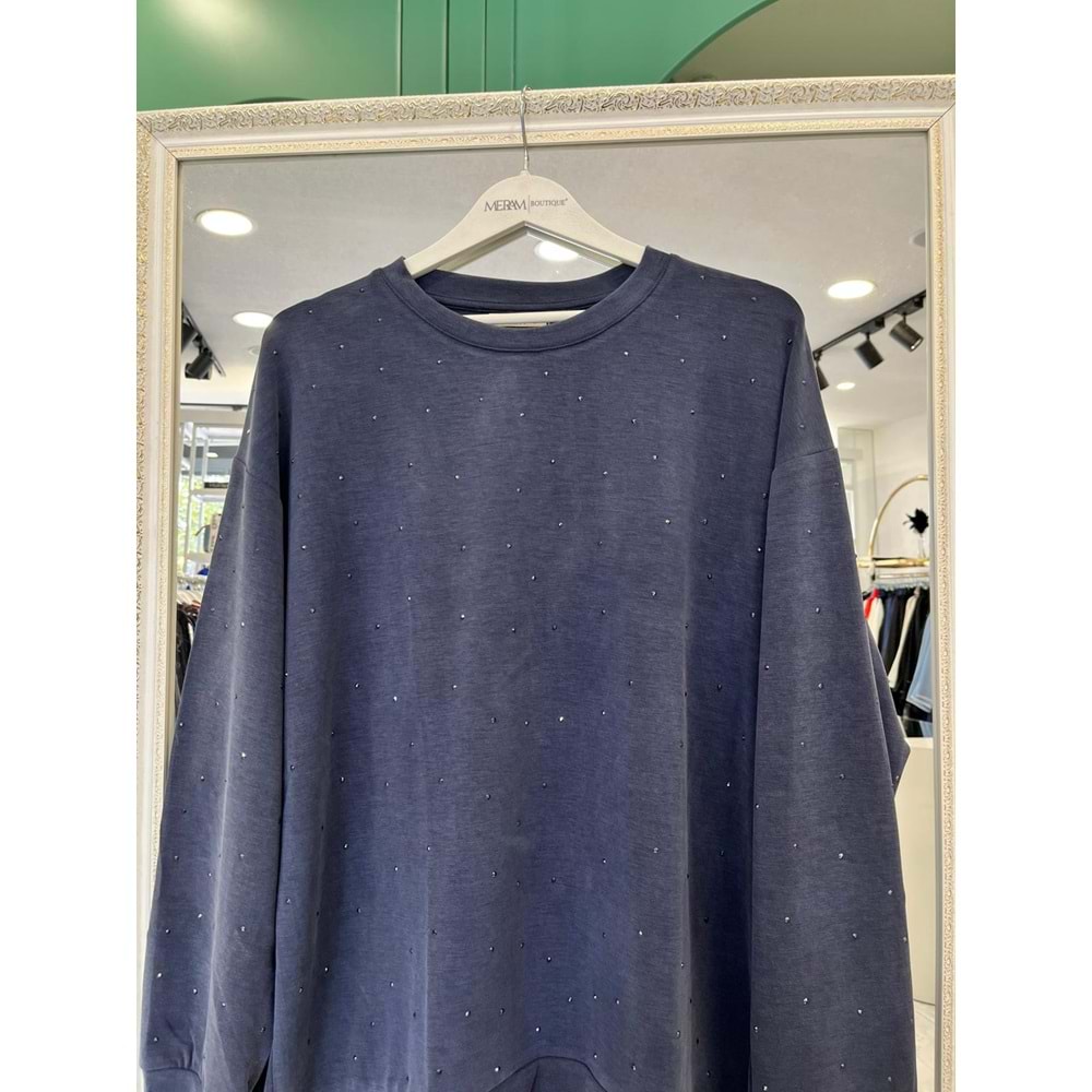 ADN MİNİK TAŞLI SWEAT ÖRME CUPRA - LACİVERT - 4