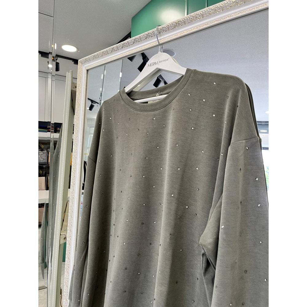 ADN MİNİK TAŞLI SWEAT ÖRME CUPRA - HAKİ - 3