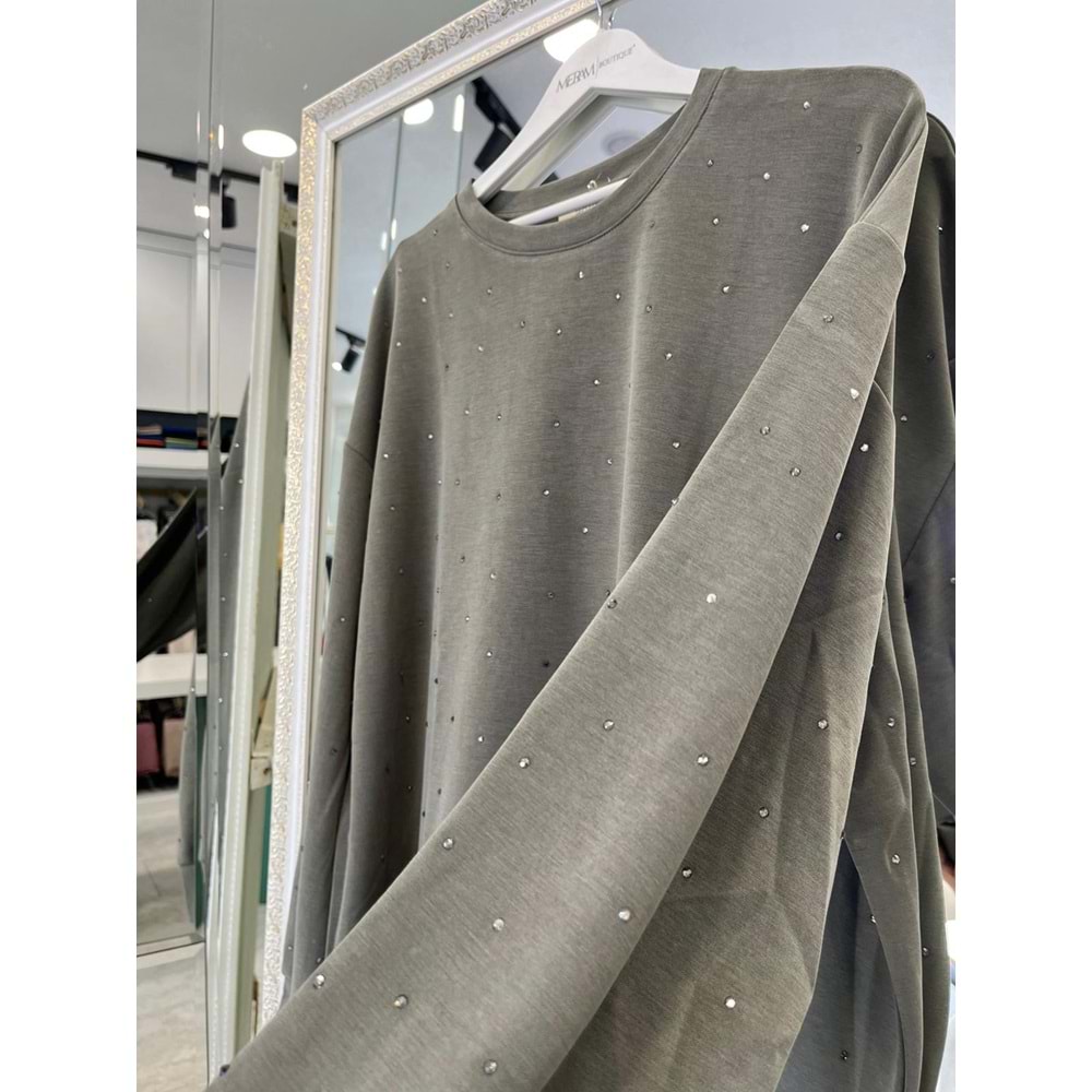 ADN MİNİK TAŞLI SWEAT ÖRME CUPRA - HAKİ - 3