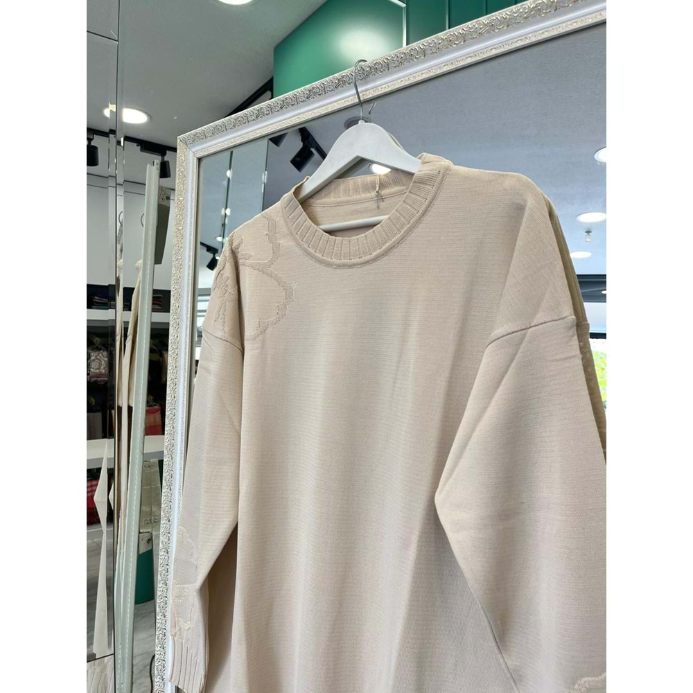 ADN MERSERİZE ÇİÇEKLİ TUNİK - TAŞ - 2