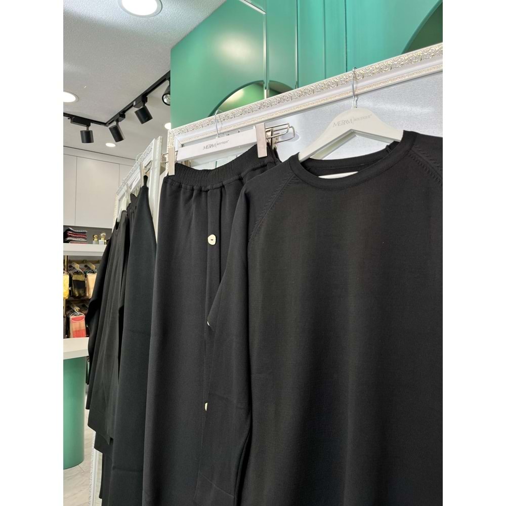 ADN İNCE TRİKO ETEKLİ TAKIM - SİYAH - 2