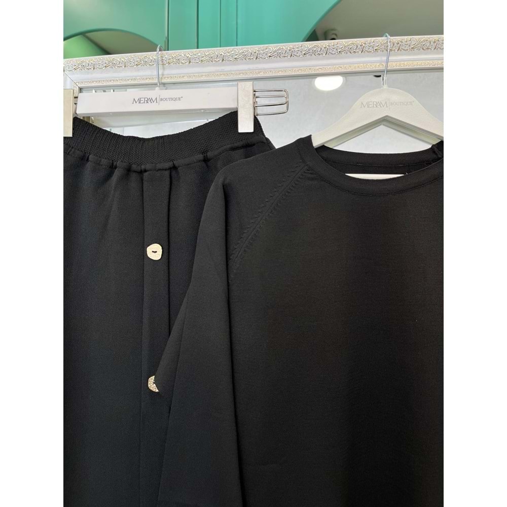 ADN İNCE TRİKO ETEKLİ TAKIM - SİYAH - 2