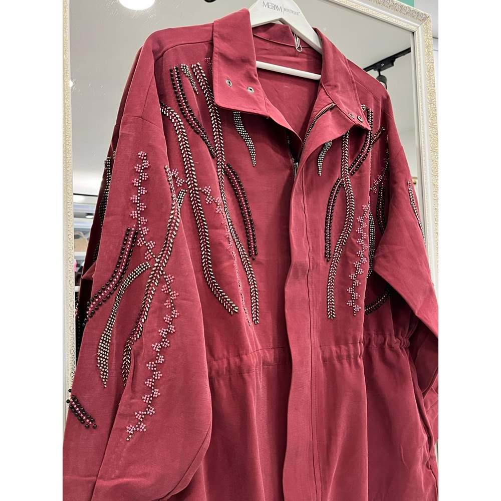 ADN TAŞLI CEKET CUPRA KARIŞIMLI - VİŞNE ÇÜRÜĞÜ - 2