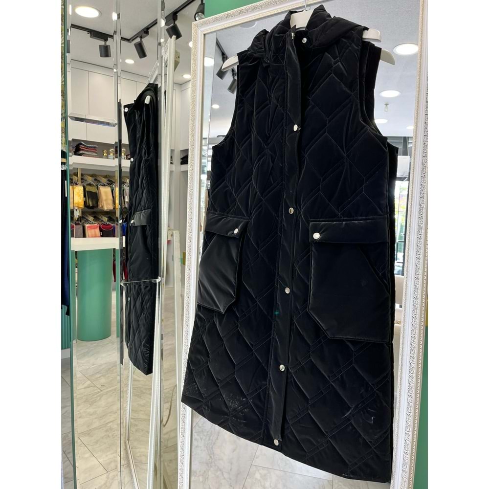 NURGÜN ŞİŞME YELEK - SİYAH - 48