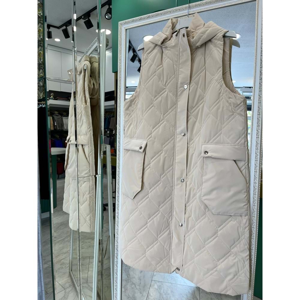 NURGÜN ŞİŞME YELEK - TAŞ - 50