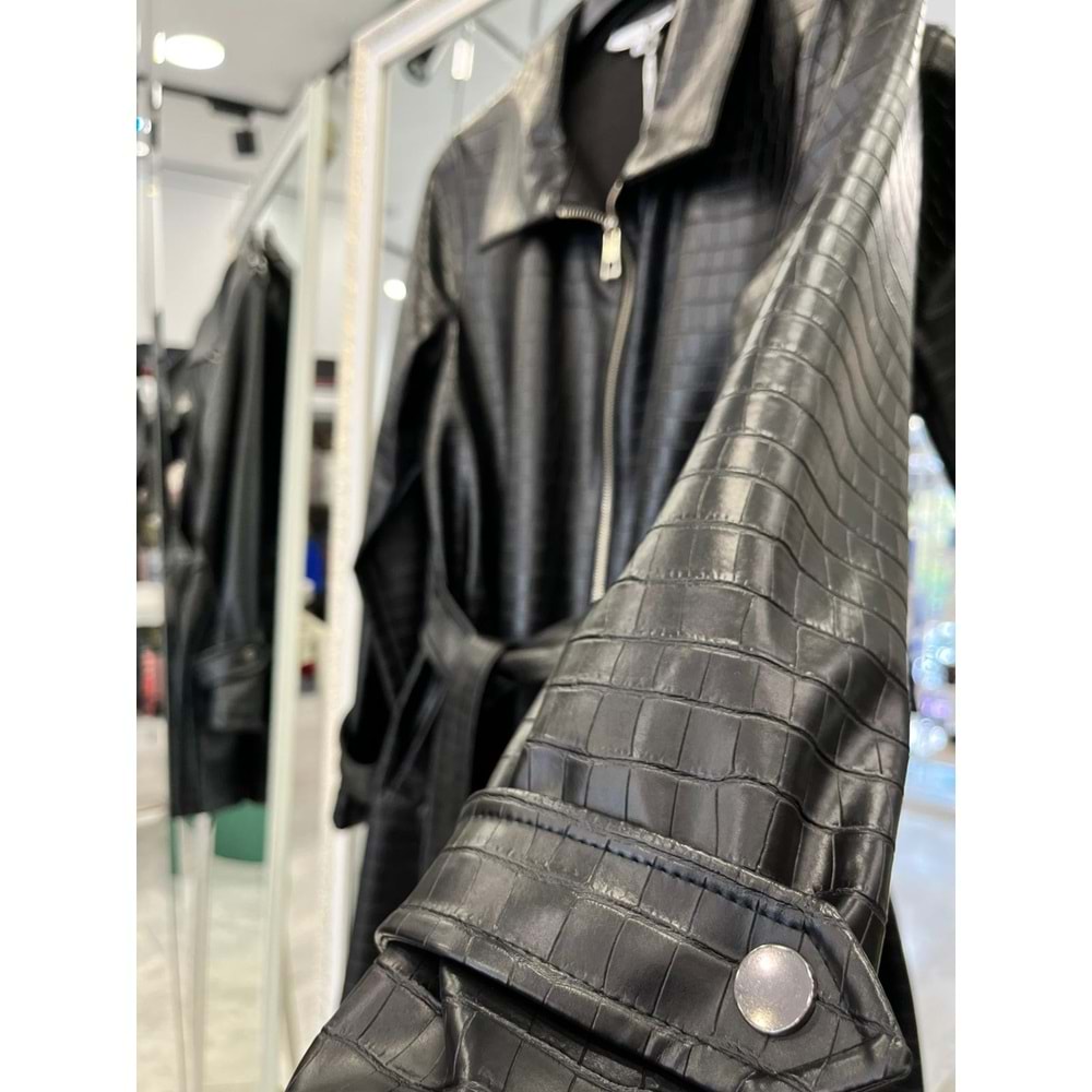 HALE MYSTİQUE DERİ CEKET - SİYAH - 2