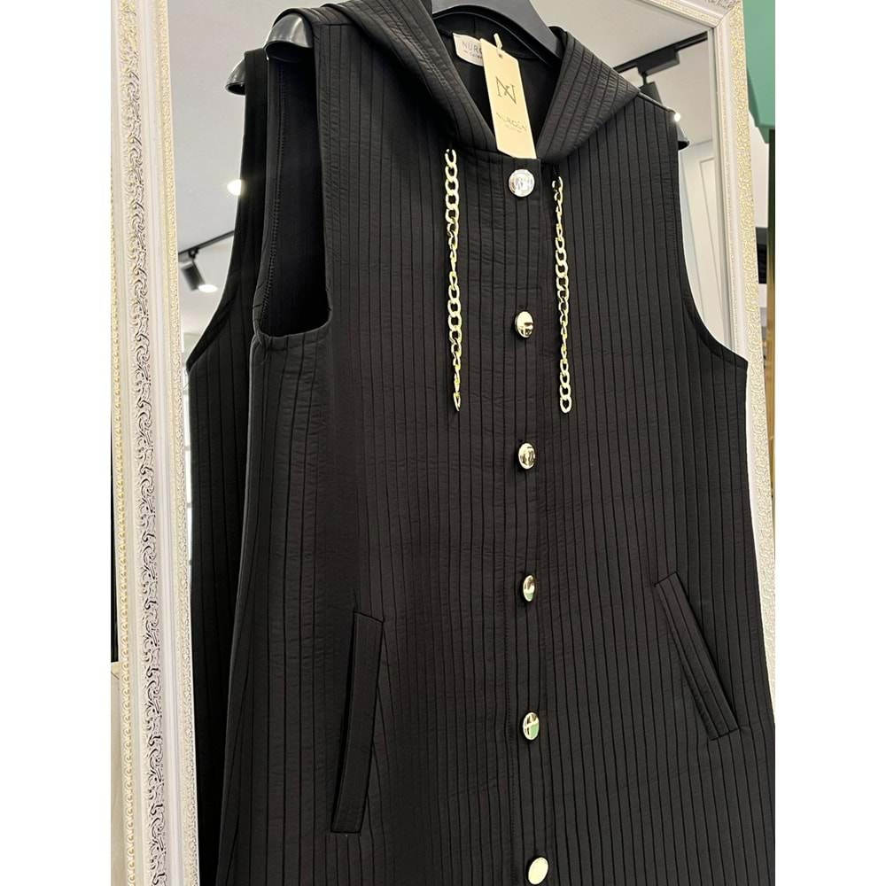 NURGÜN KAPİTONE YELEK - SİYAH - 50