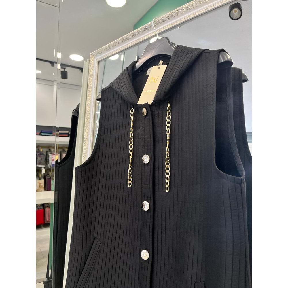 NURGÜN KAPİTONE YELEK - SİYAH - 52