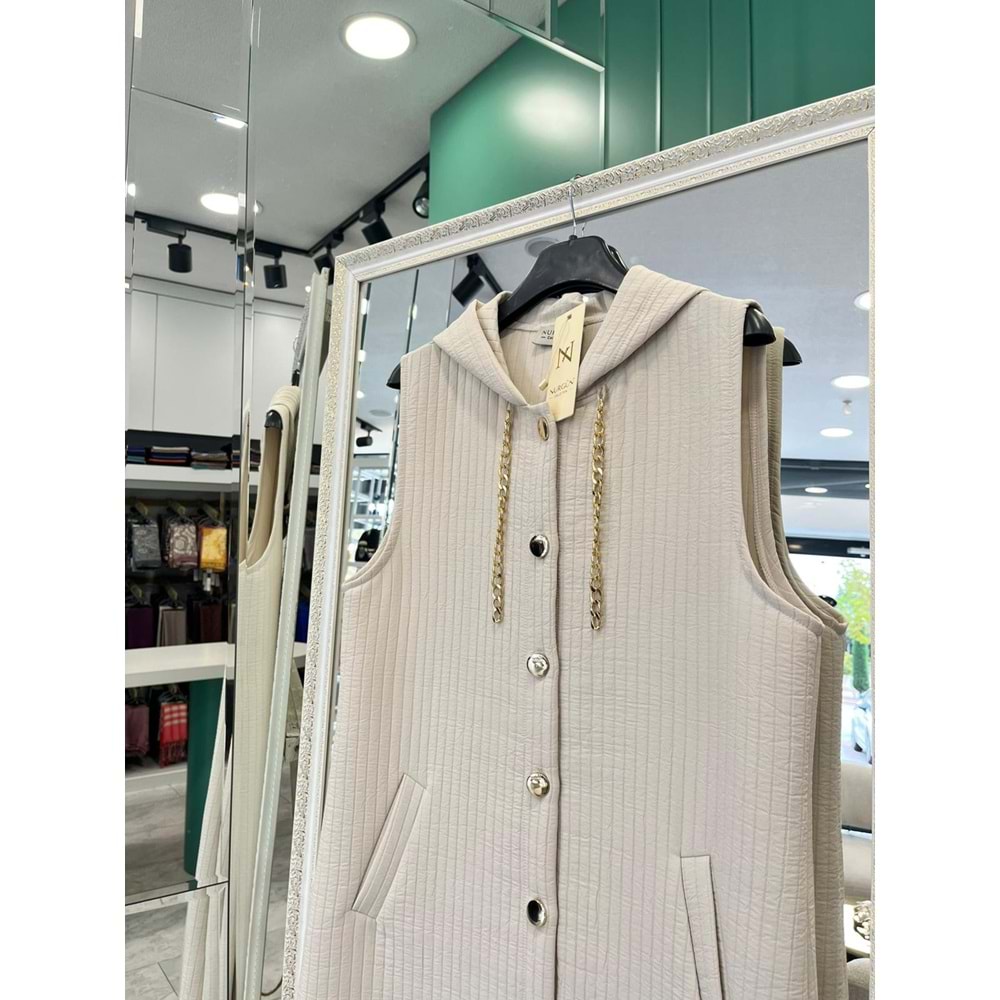 NURGÜN KAPİTONE YELEK - TAŞ - 50