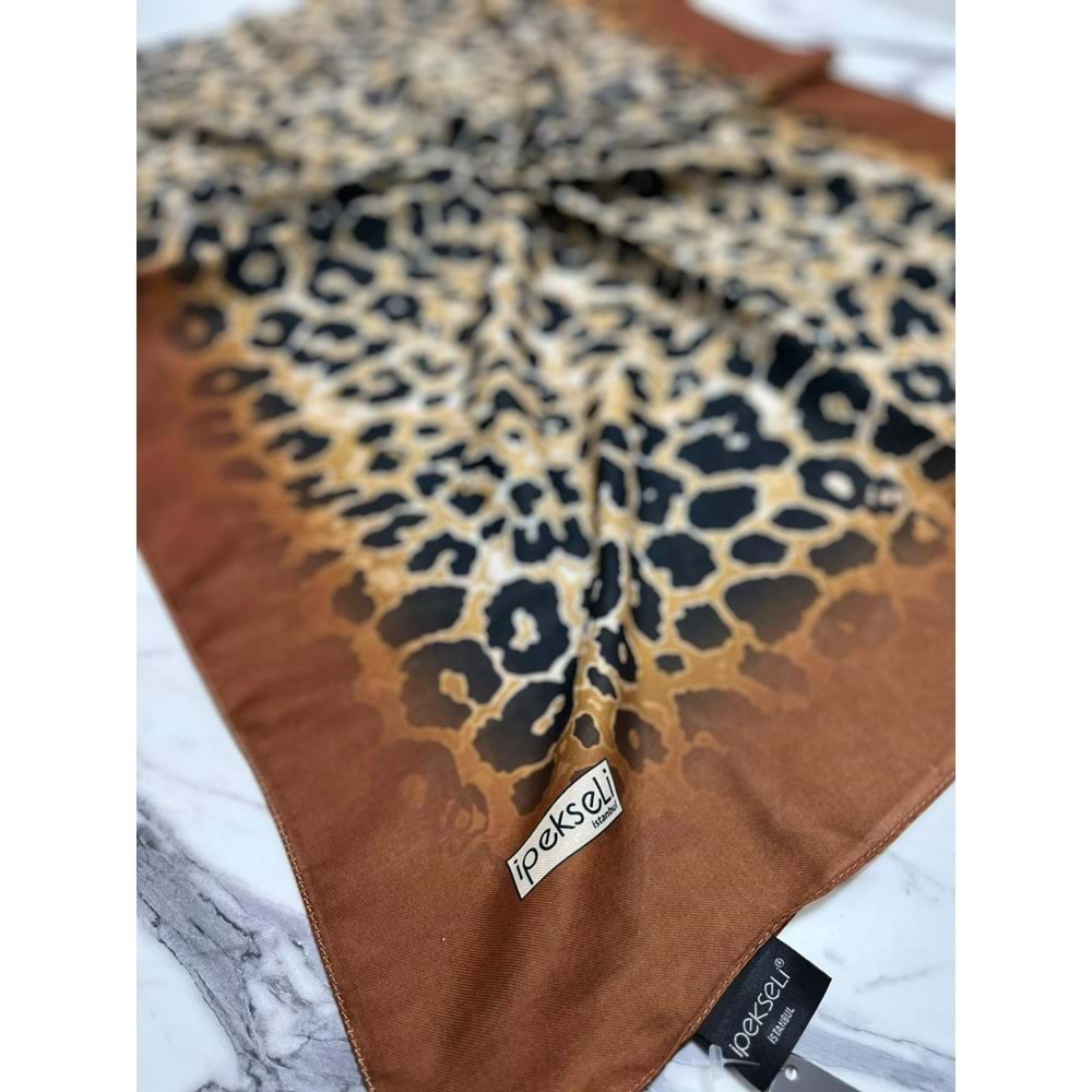 İPEKSELİ LEOPAR DESENLİ ORGANİK PAMUK ŞAL - 1