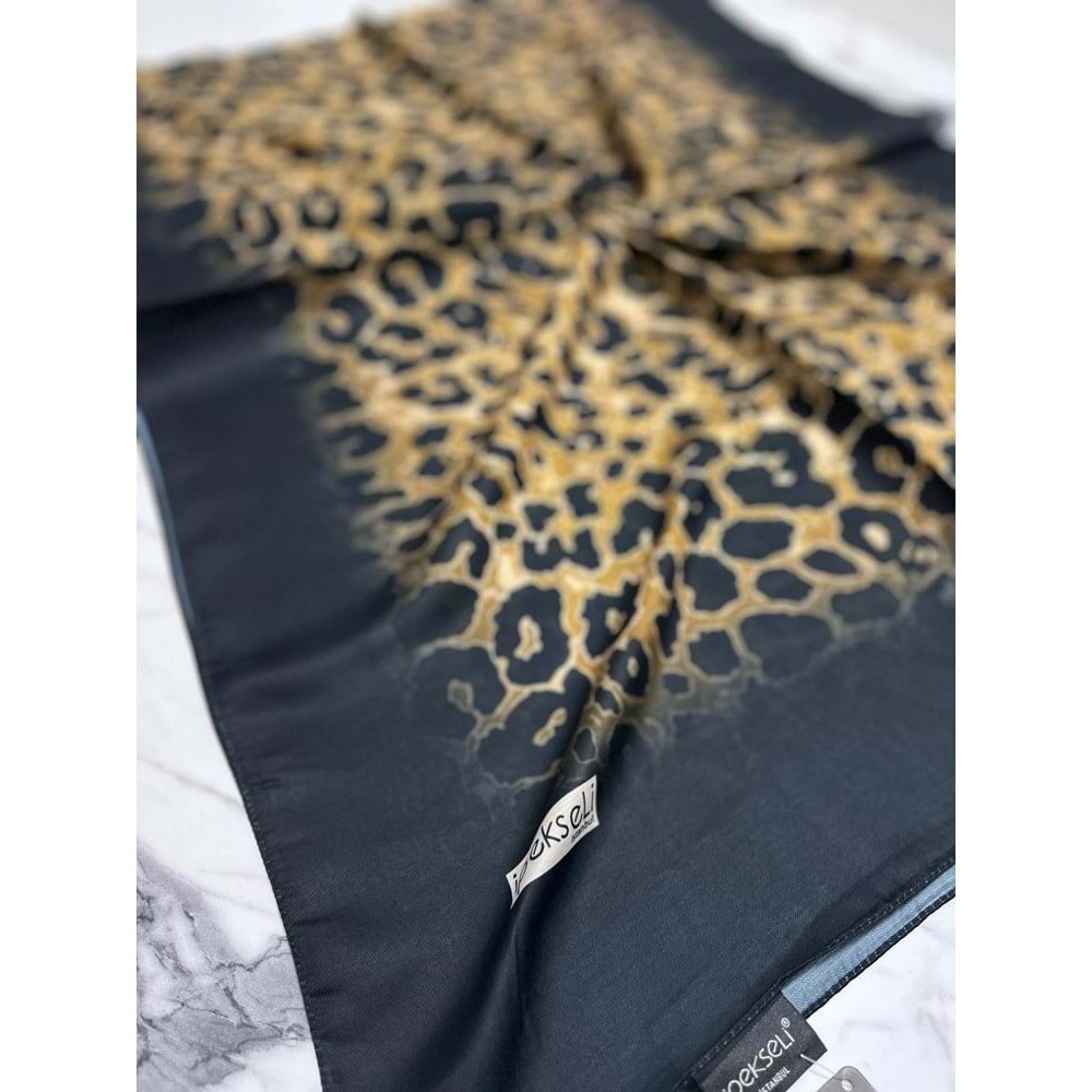 İPEKSELİ LEOPAR DESENLİ ORGANİK PAMUK ŞAL - 4