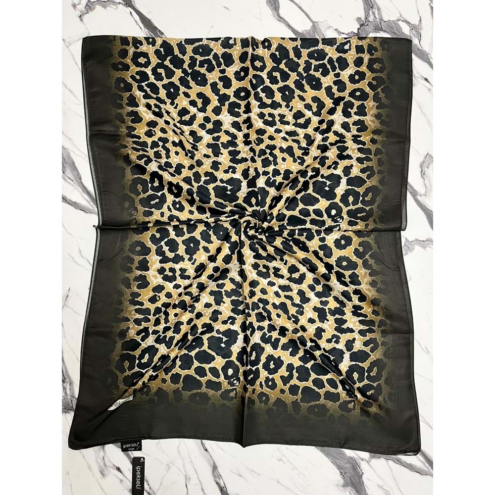 İPEKSELİ LEOPAR DESENLİ ORGANİK PAMUK ŞAL - 6