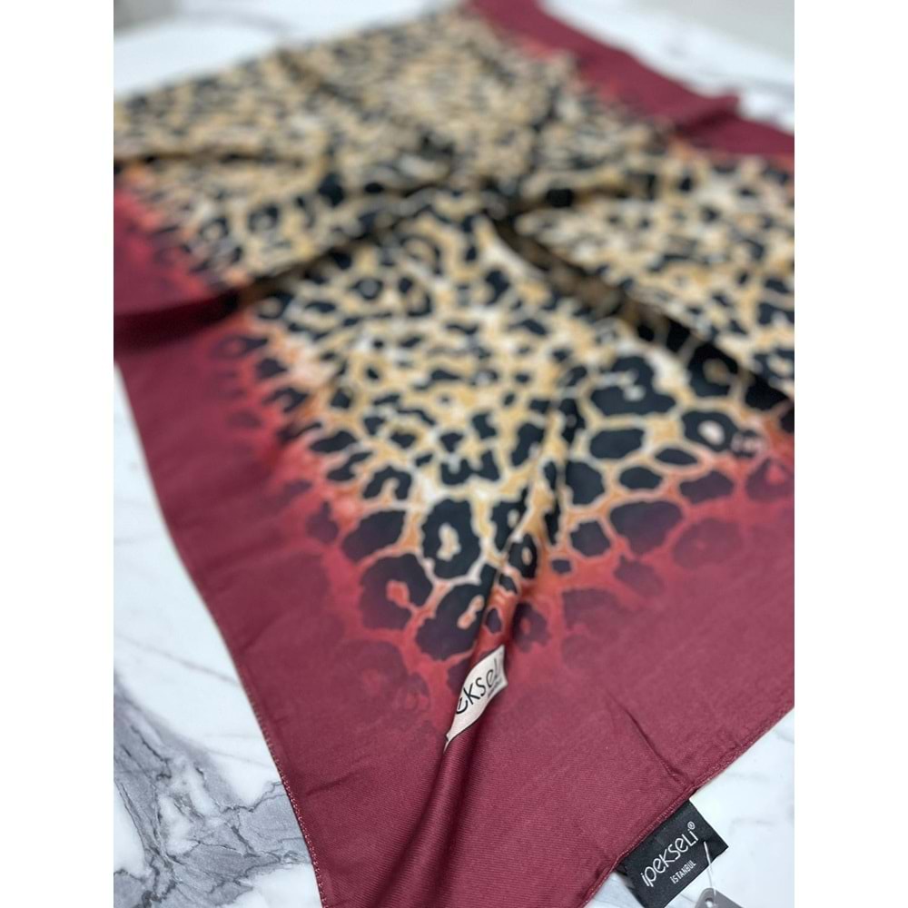 İPEKSELİ LEOPAR DESENLİ ORGANİK PAMUK ŞAL - 7