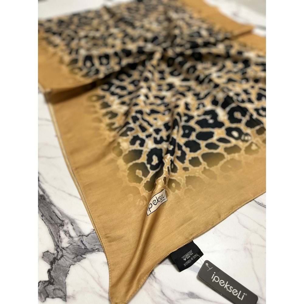 İPEKSELİ LEOPAR DESENLİ ORGANİK PAMUK ŞAL - 11