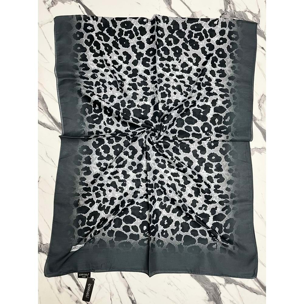İPEKSELİ LEOPAR DESENLİ ORGANİK PAMUK ŞAL - 12