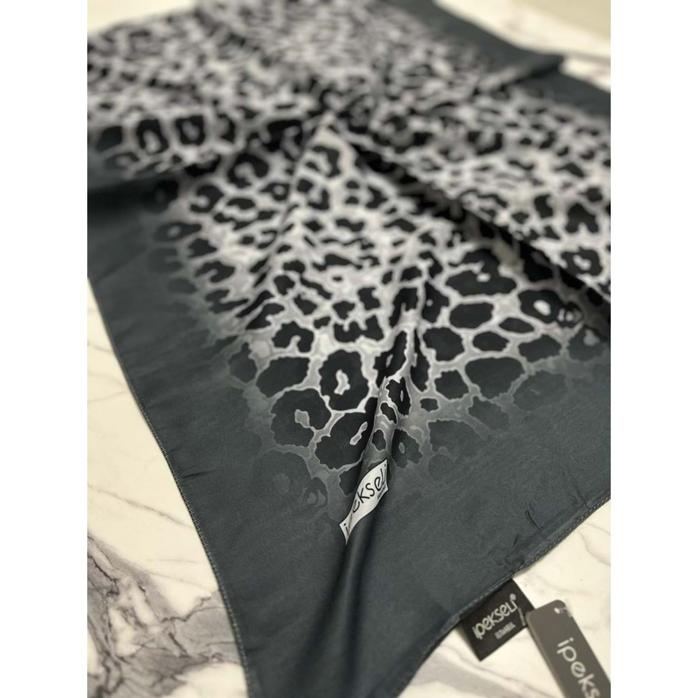 İPEKSELİ LEOPAR DESENLİ ORGANİK PAMUK ŞAL - 12